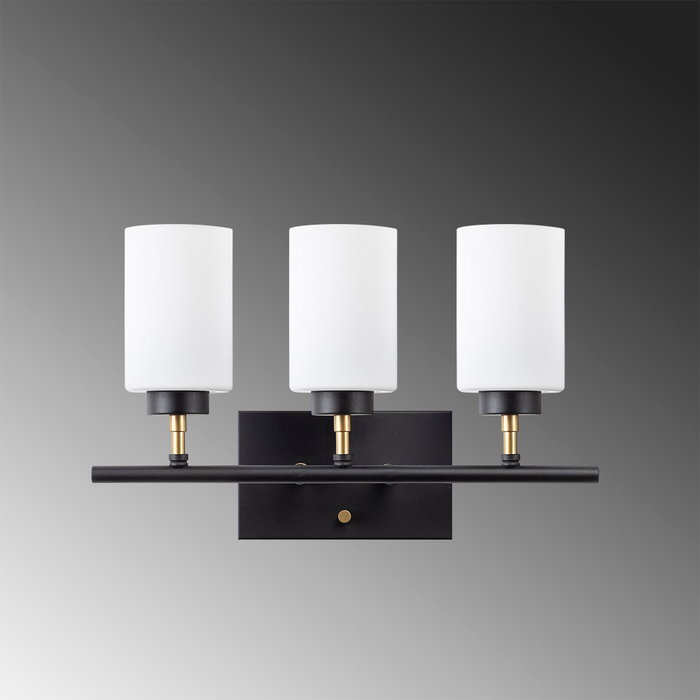 Opviq Lámpara de pared Negro y Oro con tapa de cristal